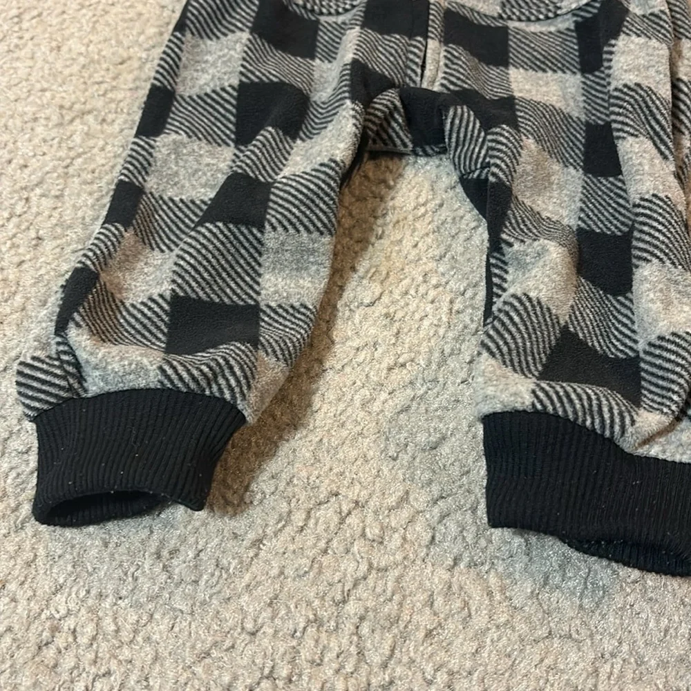 Carters Jumpsuit- Buffalo plaid black and gray with cute little bear- 12 months